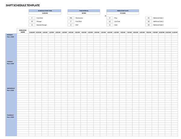 Shift Schedule Template Free