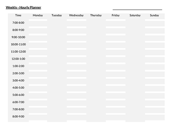 Hourly Schedule Template in Word Format 06