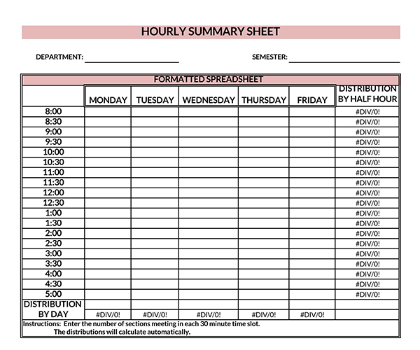 Customizable Excel Hourly Schedule Template 05