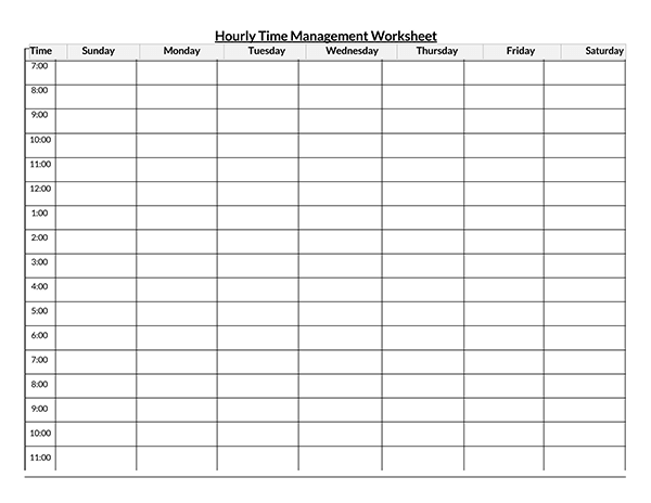 Hourly Schedule Template in Word Format 01
