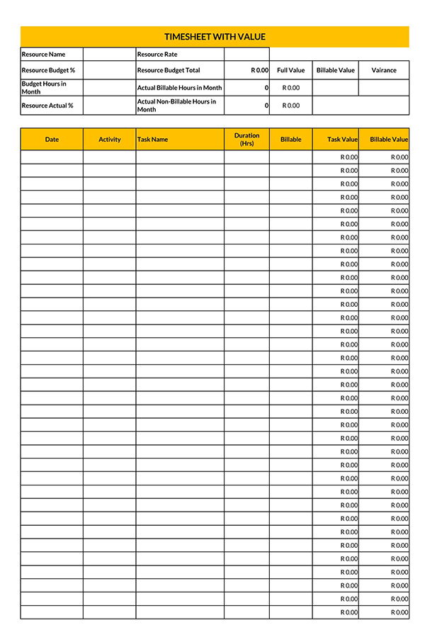 monthly timesheet template excel 07