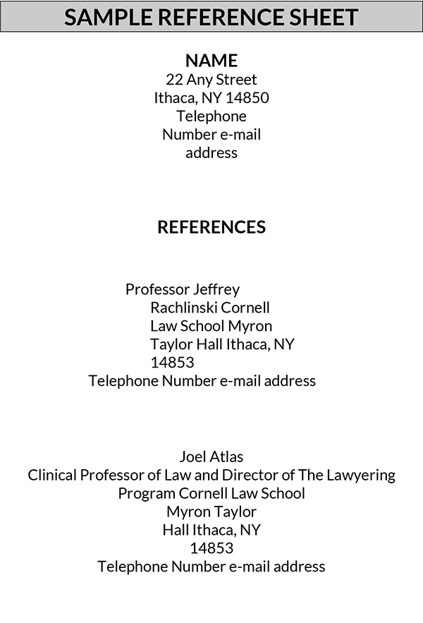 professional references template word 15
