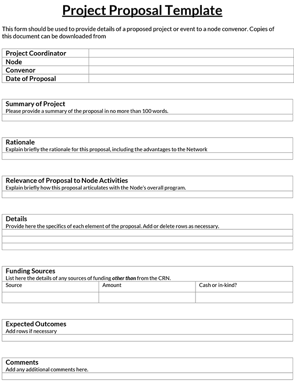 Project Proposal Template - Sample Form for Projects