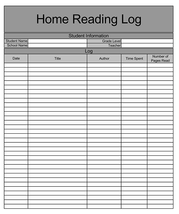 reading log template excel 03
