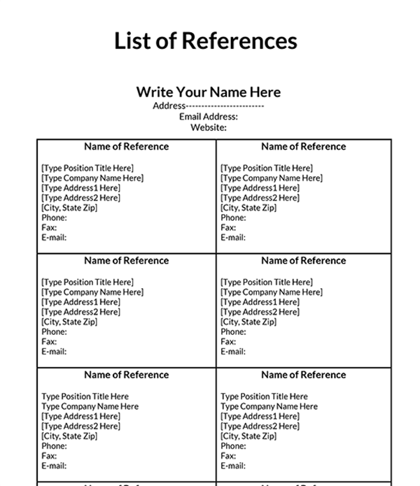 reference page for resume 18
