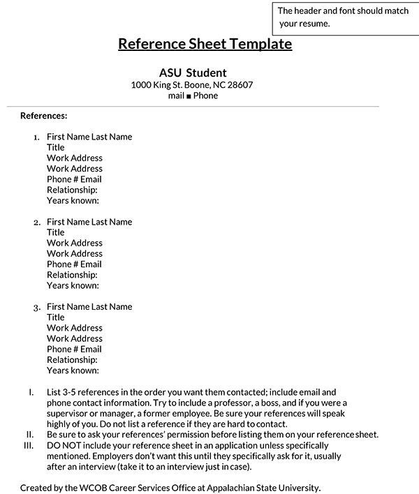 reference page for resume 25