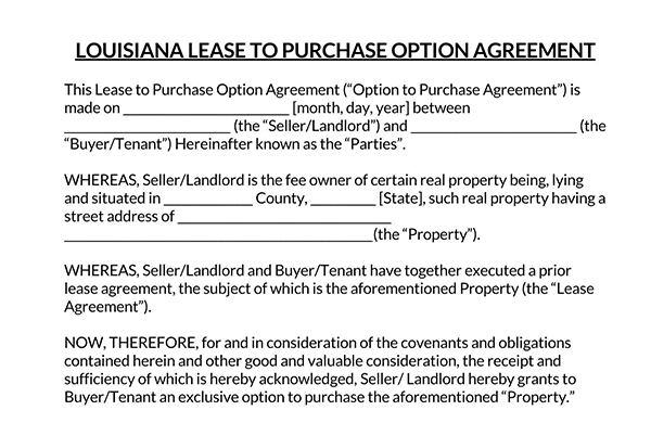 rent to-own agreement between family