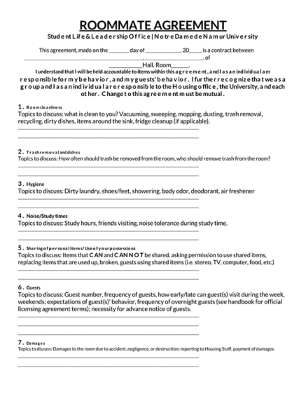 40 Free Roommate Agreement Templates (Word | PDF)