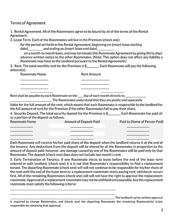 Free Editable Roommate Agreement Template 22 in Word Document