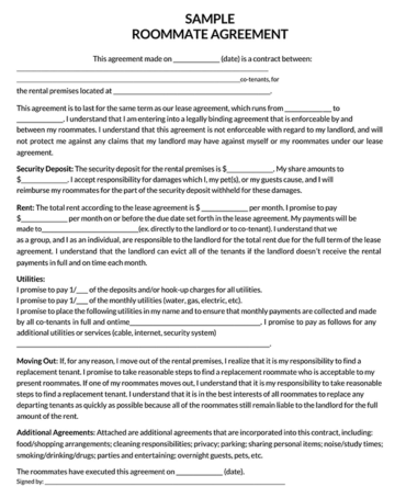 40 Free Roommate Agreement Templates (Word | PDF)