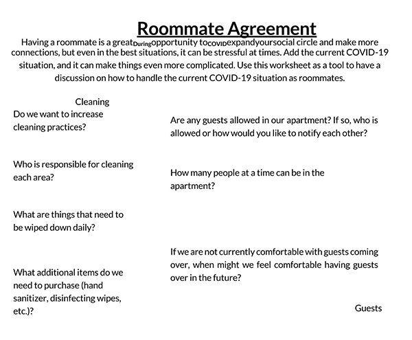 roommate agreement template pdf