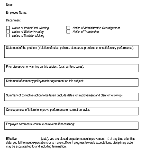 Professional Editable Notice of Disciplinary Action Form 07 for Pdf Format