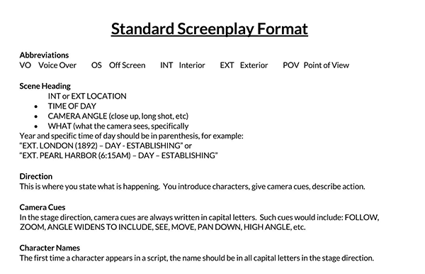 Editable Screenplay & Script Writing Template 27 for Word
