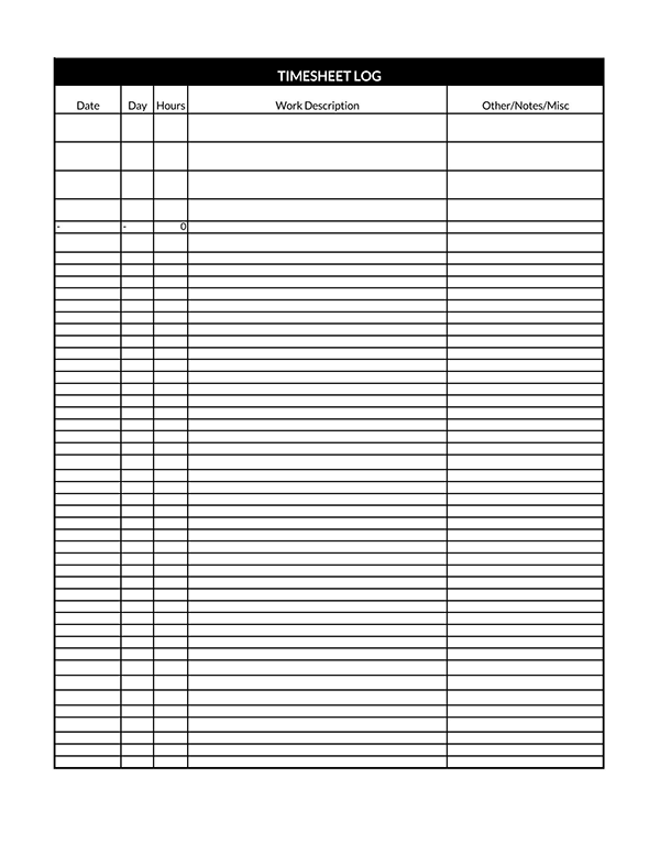 simple monthly timesheet template 16