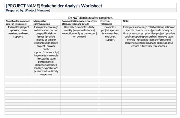 Great Editable Stakeholder Analysis Worksheet Template 01 for Word Document