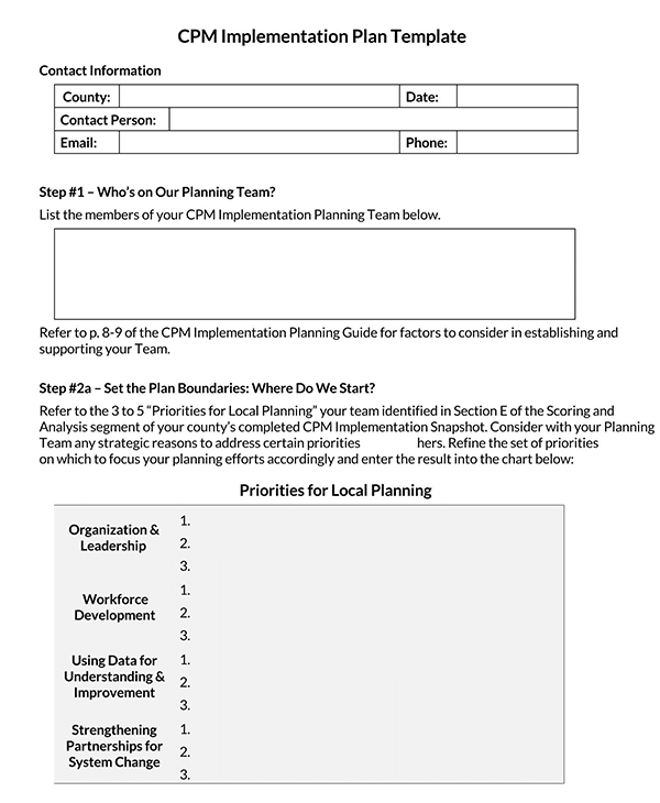 Great Professional CPM Implementation Plan Template for Word File