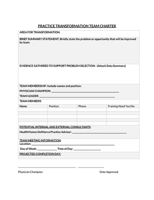 Printable Team Charter PDF Form