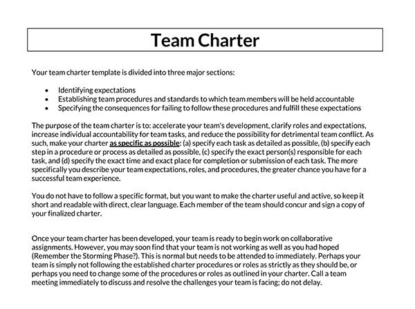 Team Charter - Template and Sample