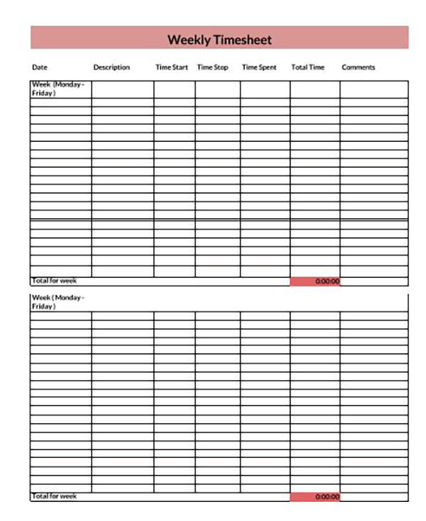 Excel Timesheet Template with Sample Data
