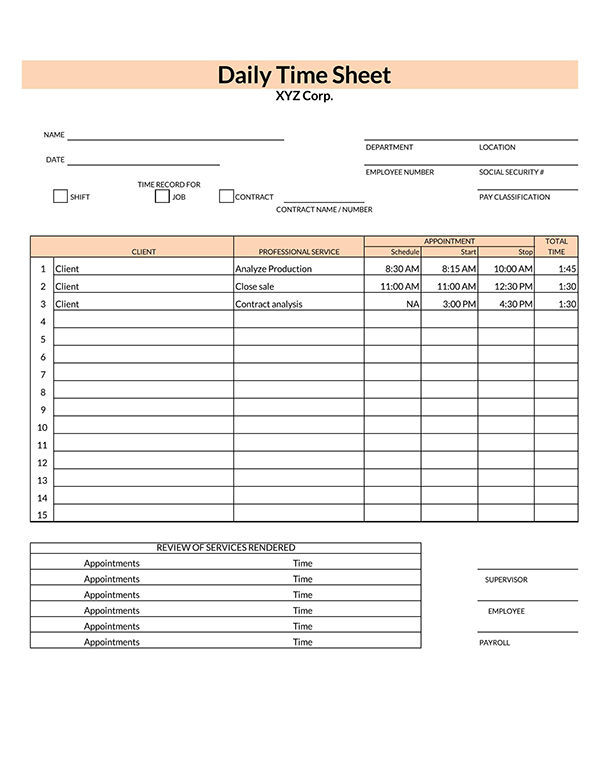 Excel Timesheet Template - Sample Spreadsheet