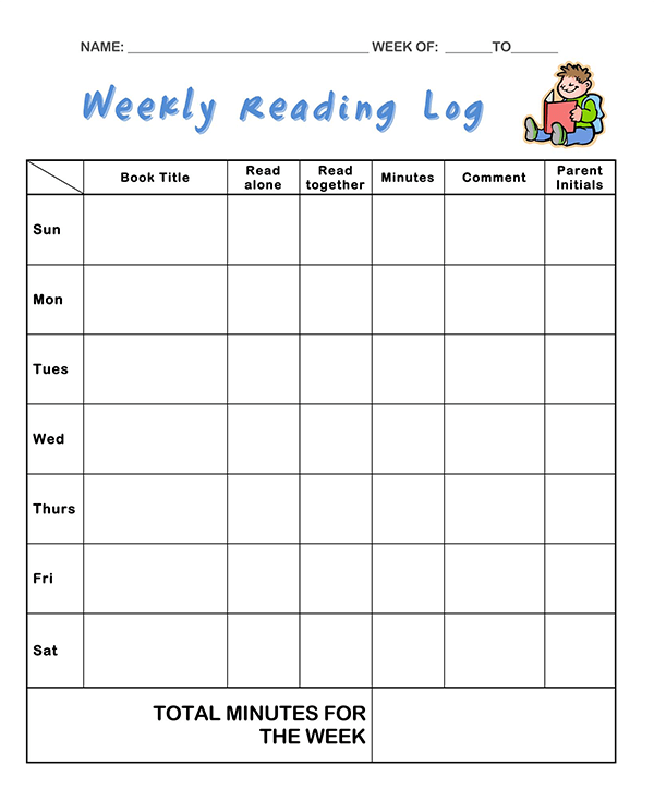 Printable Reading Log Template Example