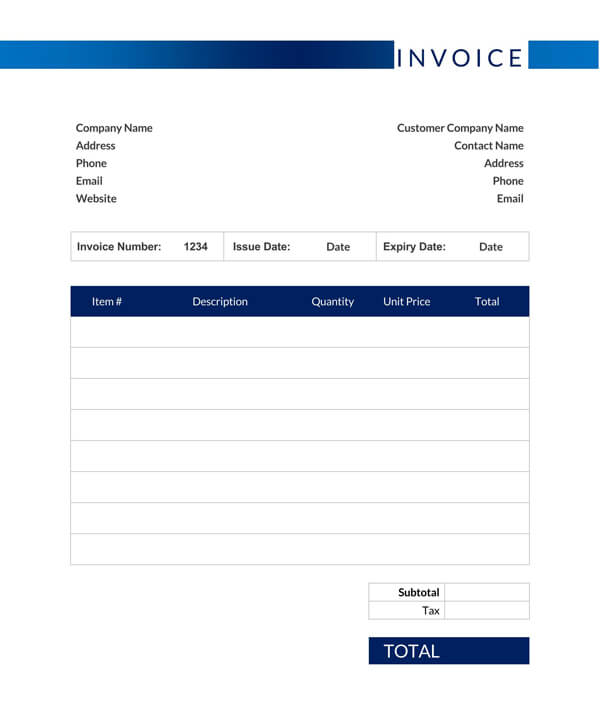 Free Contractor Invoice Template 01