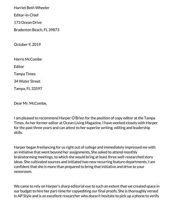 Manager Reference Letter Word Template 01