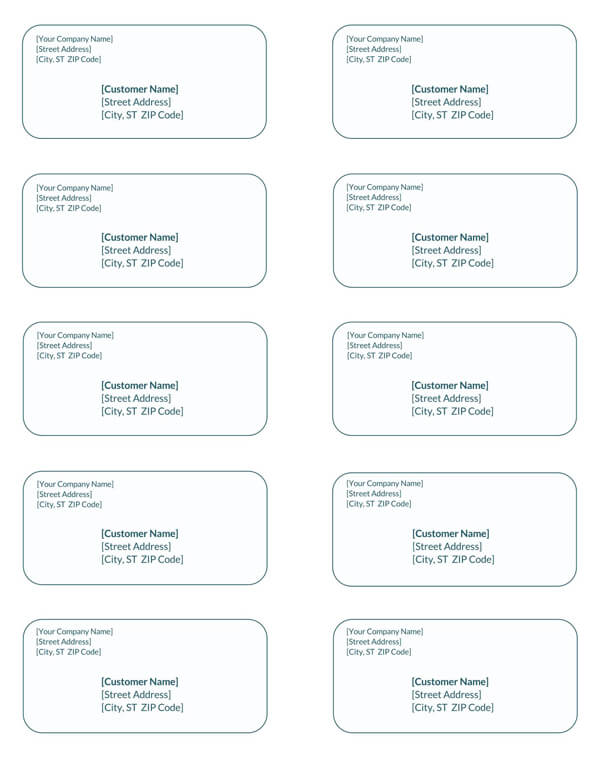 Free Printable Shipping Labels 10 per Page Template as Word File