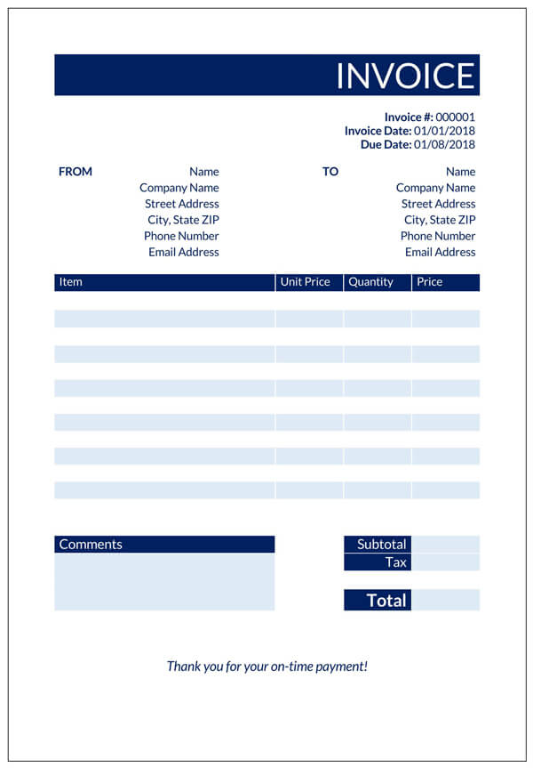 Free Contractor Invoice Template 03