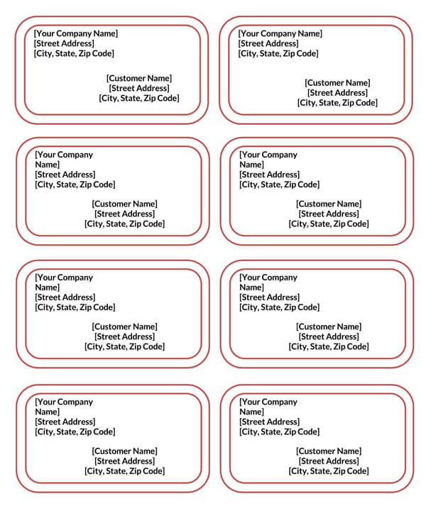 Free Printable Sender and Receiver Shipping Label 8 per Page Template as Word File