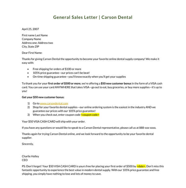 sales letter sample for new product word doc