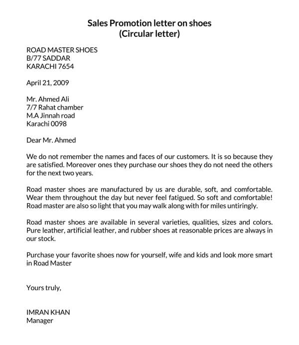 sales letter example for business