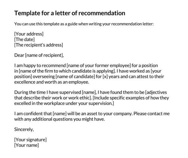 recommendation letter from employer to university