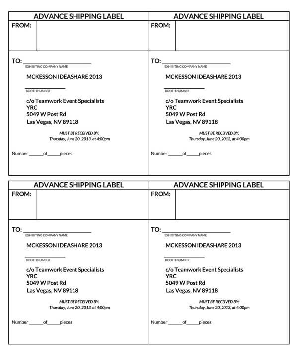 Shipping label template - Editable PDF example