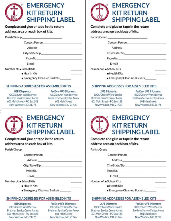 Downloadable shipping label template - Word format