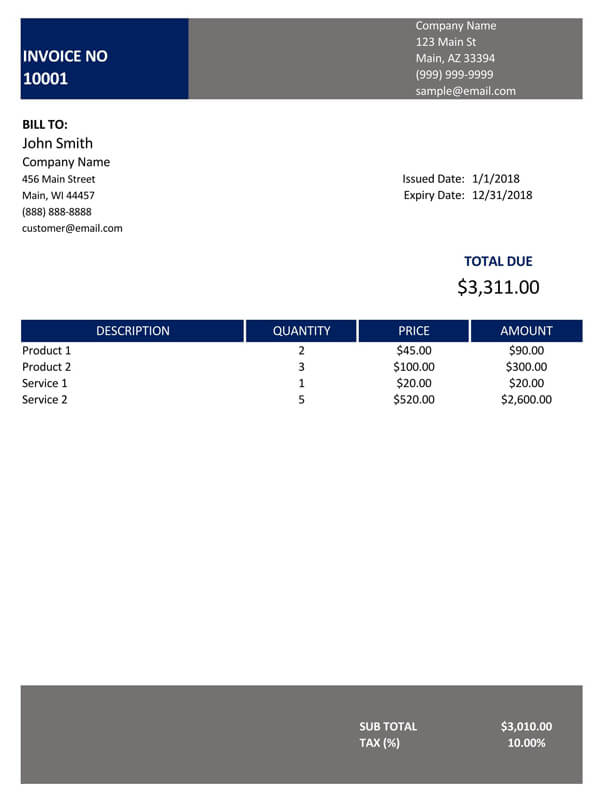 Free Contractor Invoice Template 12