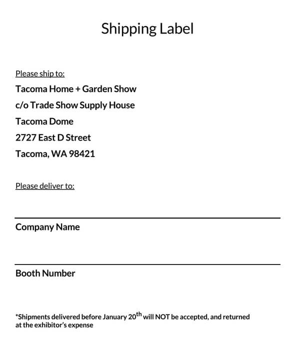Printable shipping label template - Editable Word document