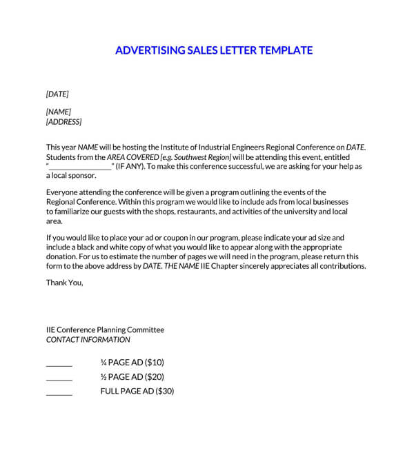 types of sales letter