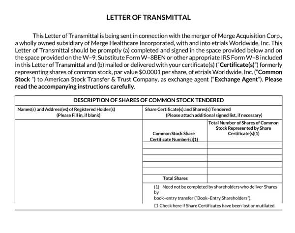 transmittal letter sample pdf