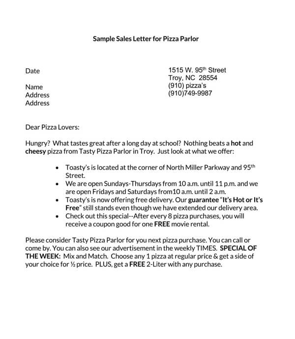 sample sales letter for selling a product