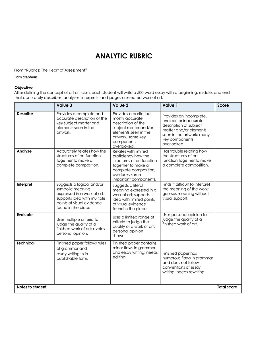 Rubric Template - Free Download