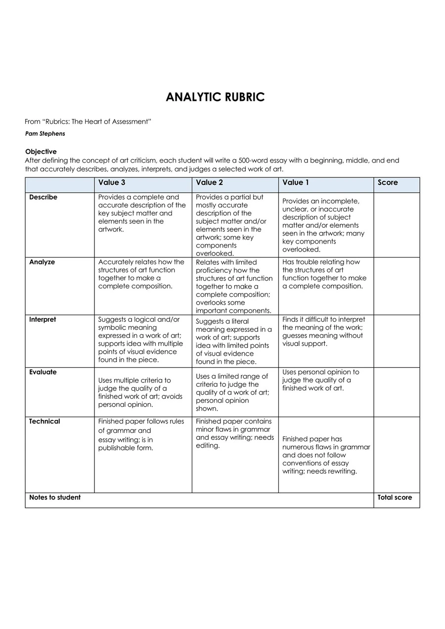 40 Free Rubric Templates (Assessment Examples) | Word, PDF