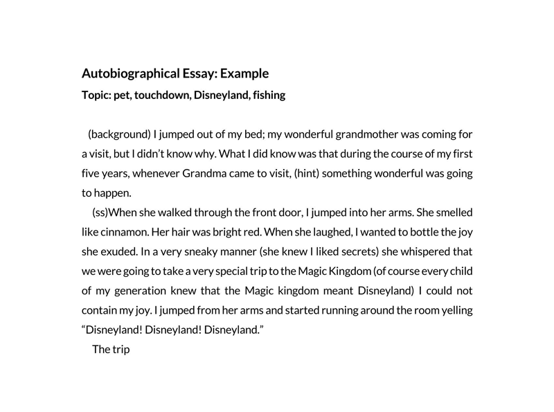 Autobiography Writing: Free Editable Example