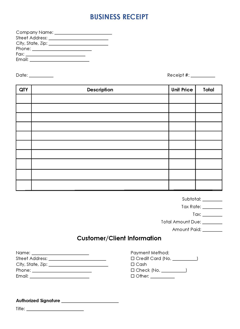 Free Printable General Business Receipt Template 02 as Word File