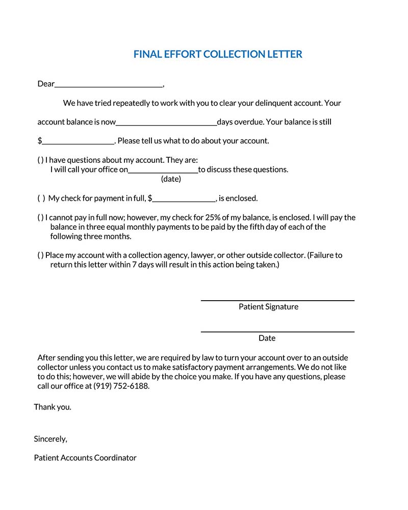 Editable Collection Letter Form