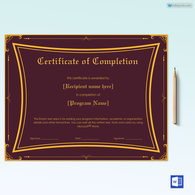 Free Sample Certificate of Completion