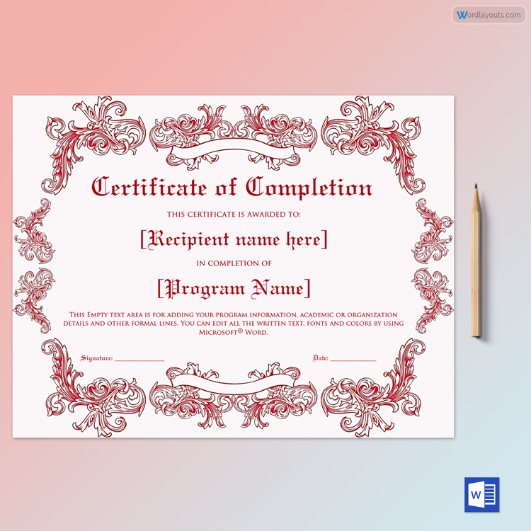 Free Sample Certificate of Completion