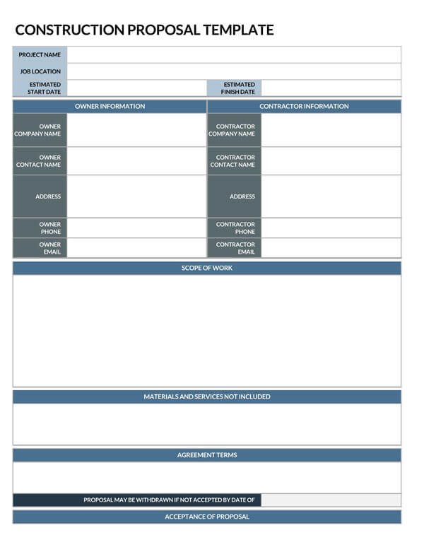 Construction Project Proposal Template - Free Download