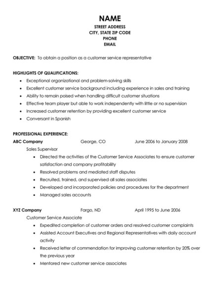 34 Perfect Customer Service Resume - Customer Service Resume 1wg5nz0 01 22 06 437x603 