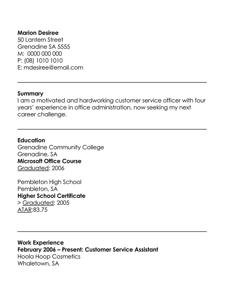 Customer Service Resume Template with Example